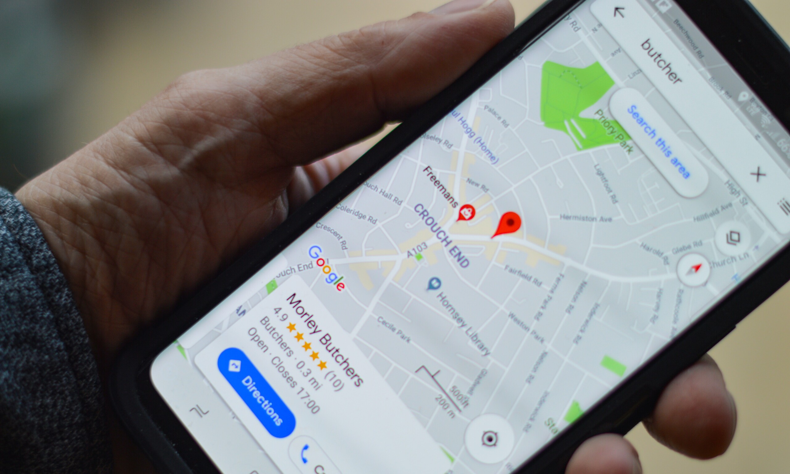 Google Maps auf Smartphone. 